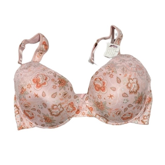 Jessica Simpson bra 42D New Floral lace pink padded throughout NEW‎ - Picture 1 of 5